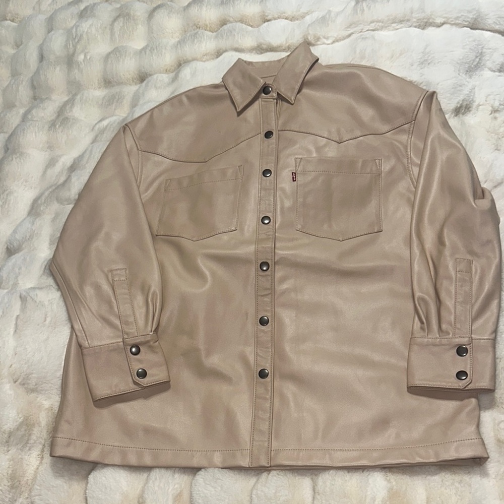 Tan Button-Up Shirt Jacket